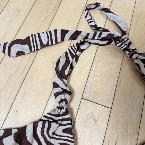 GARAGE Animal Print Zebra Silky Halter Crop Top Size Small Bra Corset Bustier - Picture 4 of 8